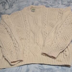 Vintage Kennedy Of Ardara Ireland Cable Hand Knit 100% Wool Sweater